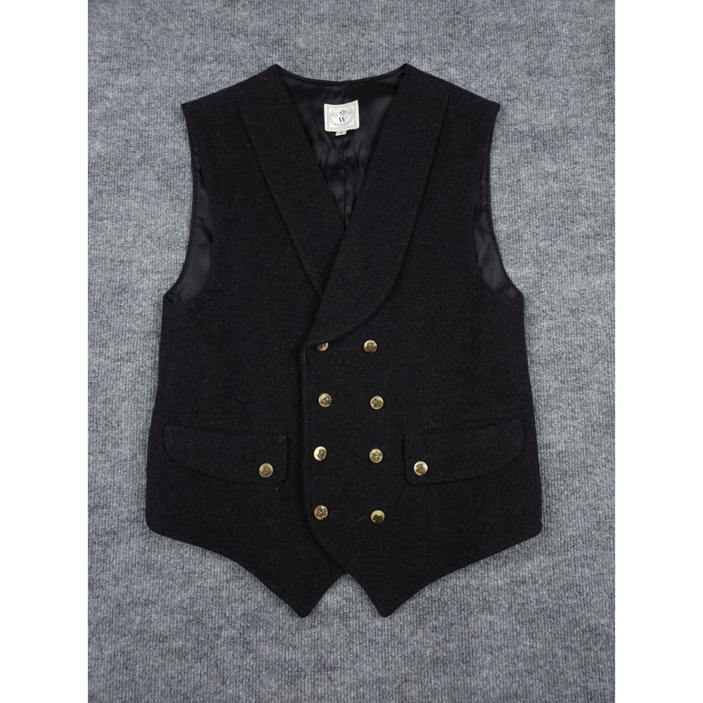 WATHNE Vest Jacket Women's Small Gray 100% Wool Made USA Buttons Equestrian